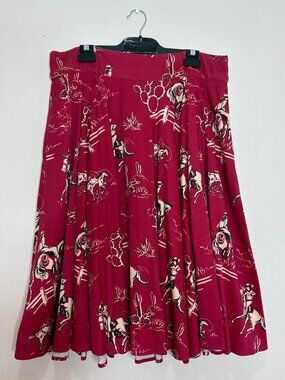 Pinup Couture Doris Swing Skirt Western Print size 2X Red (No Belt)